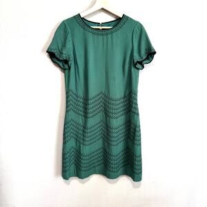 Boden Green Embroidered Dress Size 6 Short Sleeve